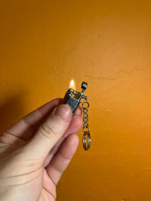 Silver Lift Arm Keychain Lighter