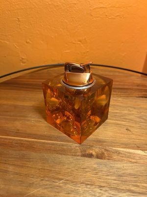 Orange Indented Glass Table Lighter