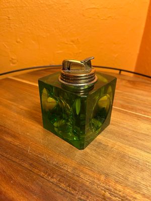 Green Indented Glass Table Lighter