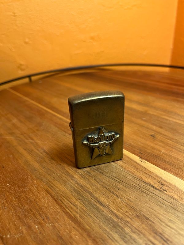 1991 Customized ‘JH’ Marlboro Steer Head Brass Zippo Lighter