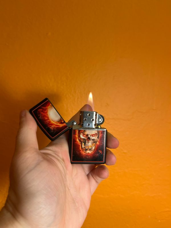 2012 Flaming Skull Matte Black Zippo Lighter