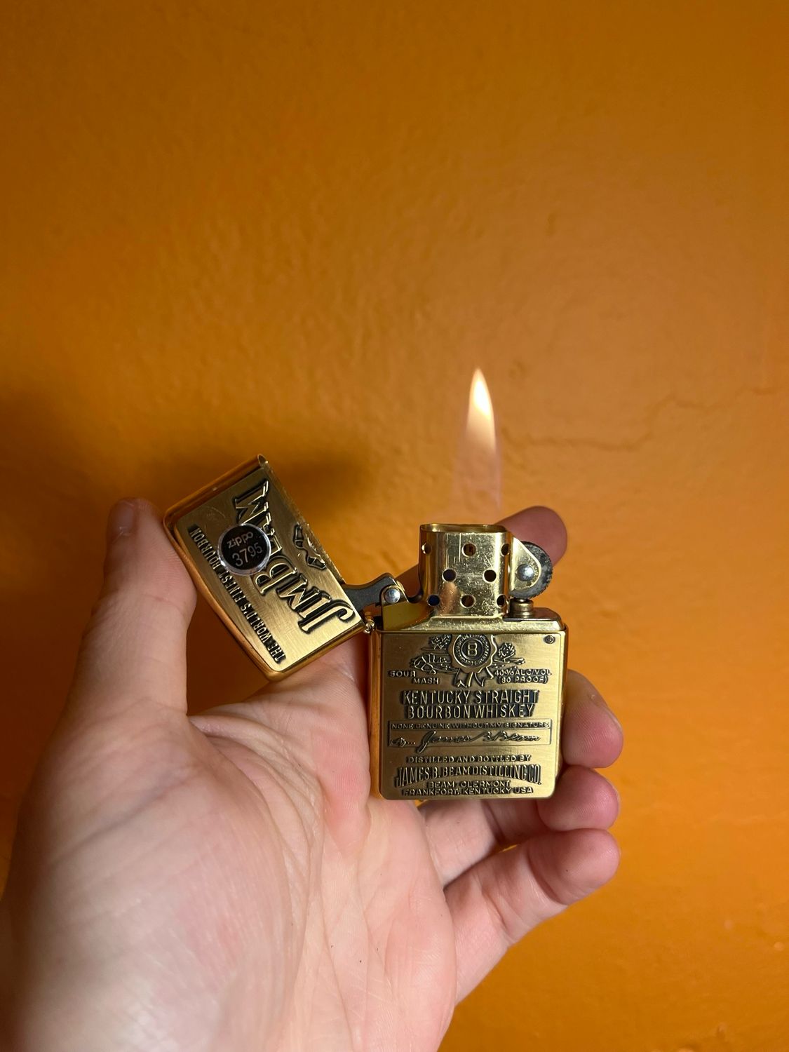 2008 Jim Beam Raised Golden Zippo Lighter