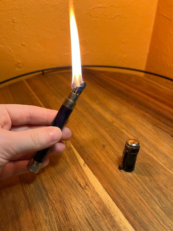 French Blue Cracked Ice Luxuor Pen Lighter