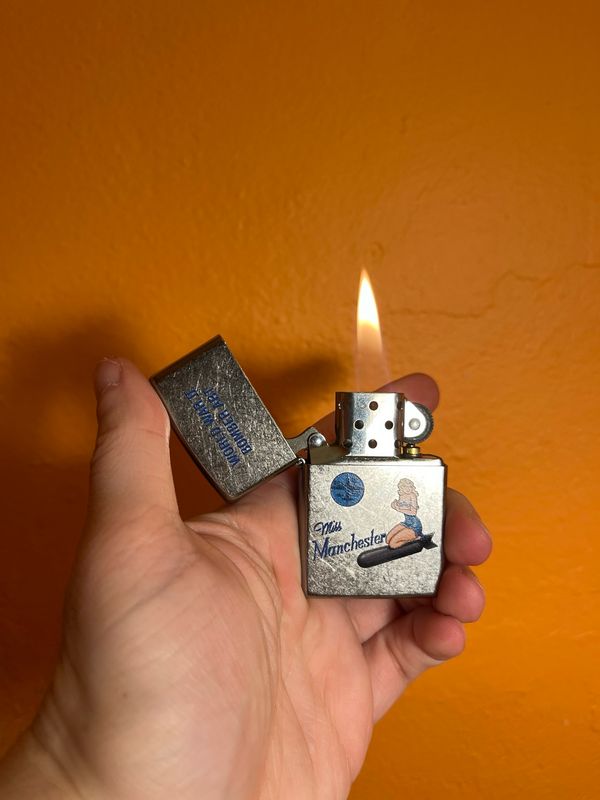 2022 Blue Miss Manchester WWII Bomber Pinup Art Zippo Lighter