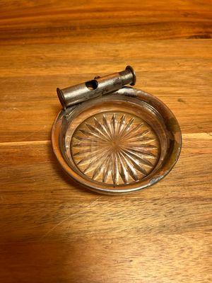 Glass Ashtray With Cigarillo Or Ash Cutter