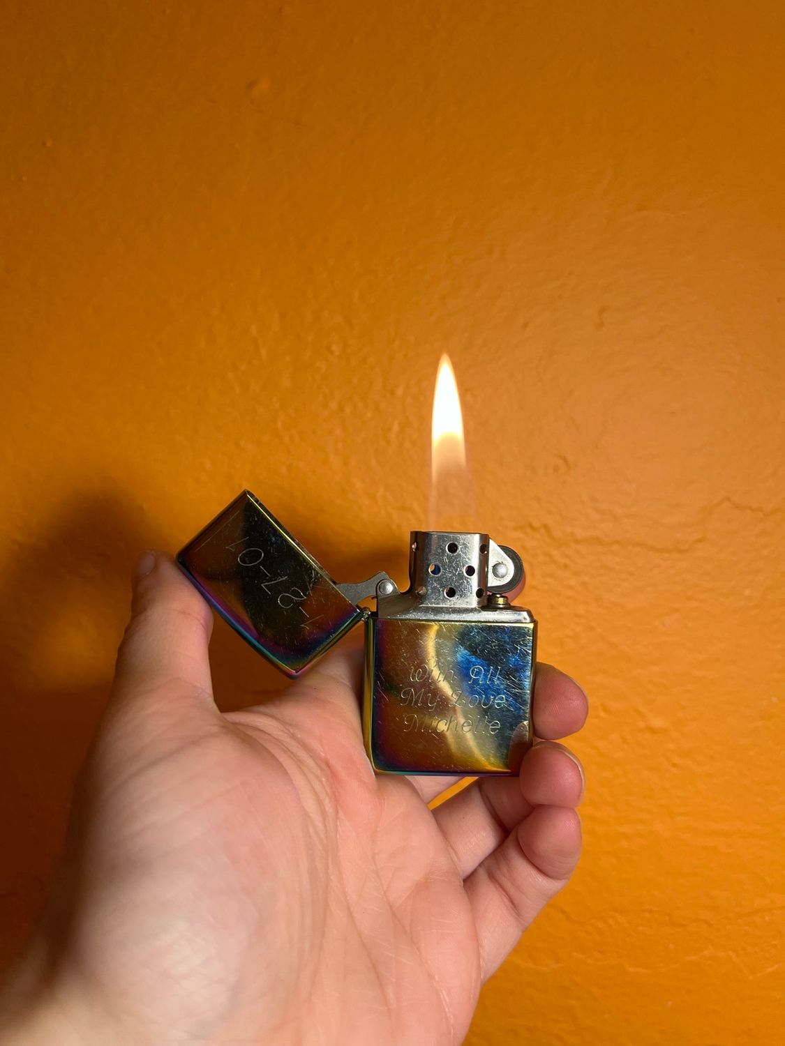 2008 Customized ‘1/27/01 With All My Love Michelle’ Purple Spectrum Zippo Lighter