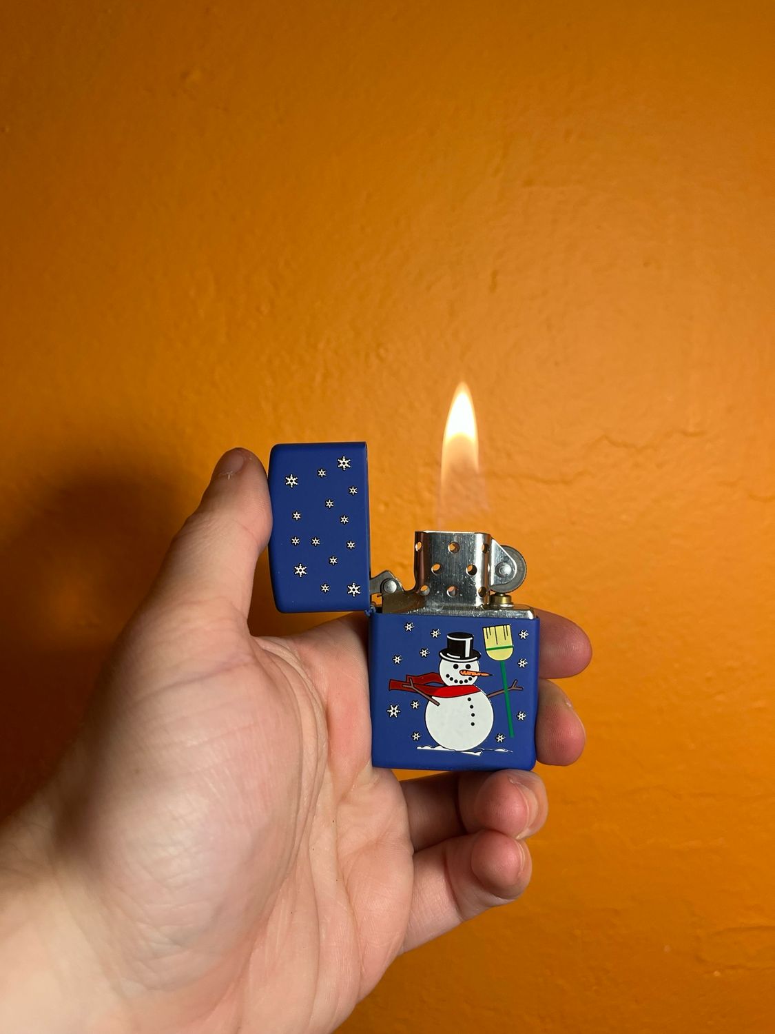 1997 Blue Snowman Zippo Lighter