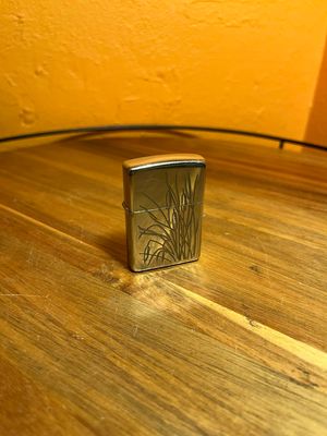 1993 Silver Plated 22K Gold Inlays Cattails Zippo Lighter