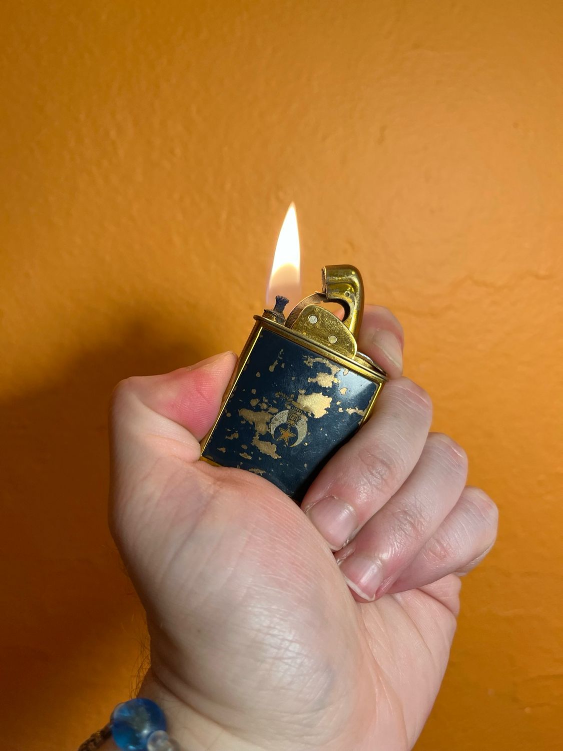 Evans Spitfire Worn Freemason Symbol Lighter