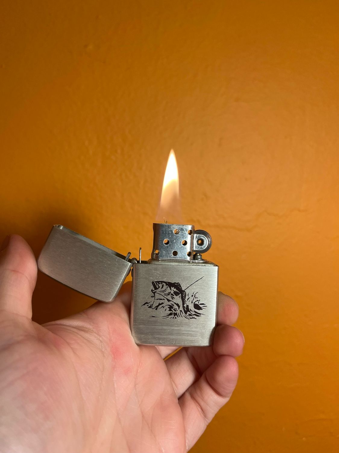 Bass Fishing Storm King Flip Top Lighter