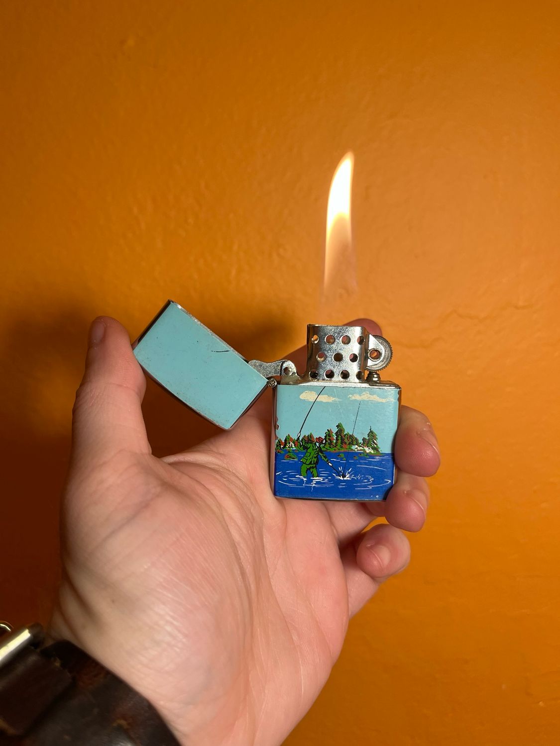 Fishing Scene Mastercraft Flip Top Lighter