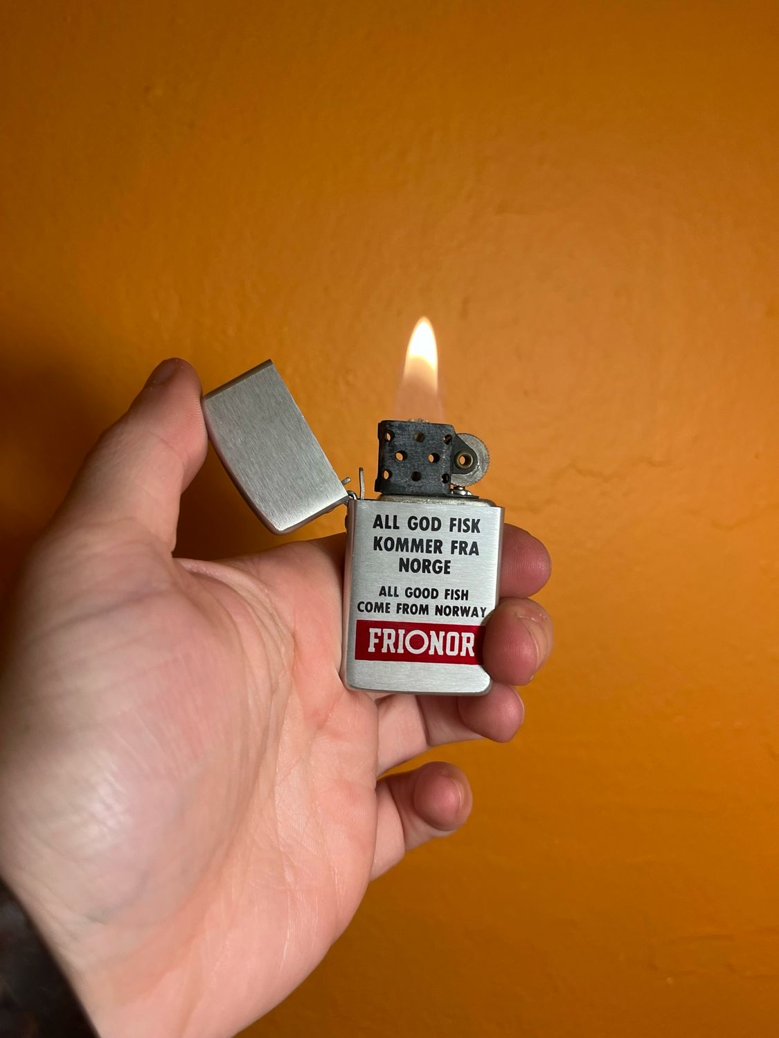 Frionor All Good Fish Come From Norway Flip Top Lighter