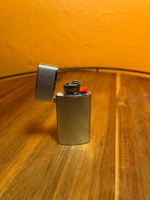 Silver Flip Top Mini BIC Lighter Cover