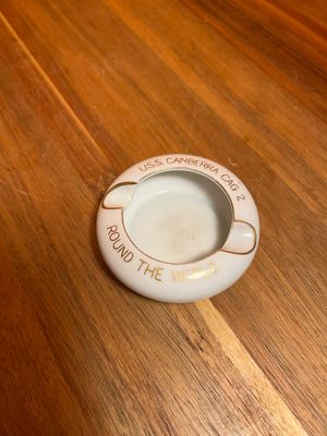 USS Canberra CAG 2 Round The World Fukagawa Arita Handpainted Ashtray
