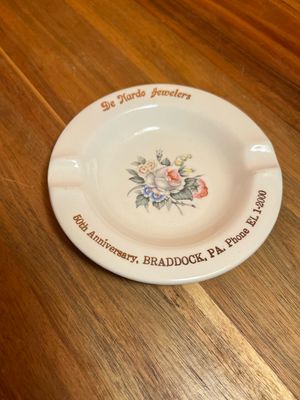 De Narde Jewelers 50th Anniversary Braddock PA Salem Ceramic 23K Gilded Ashtray