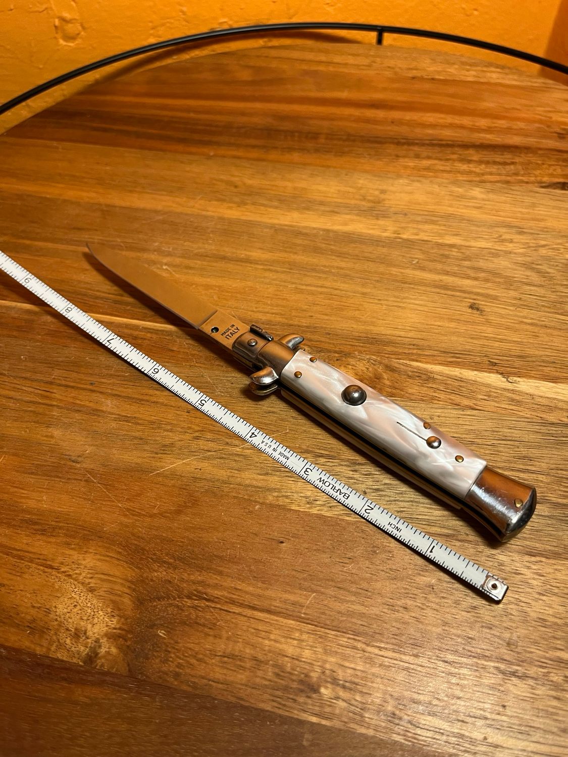 Manual Release Mother Of Pearl Italian Made Stiletto Switchblade Knife