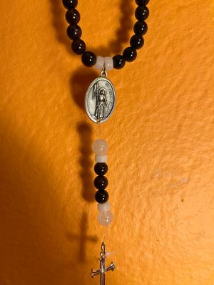 Garnet &amp; Quartz Saint Joan of Arc Rosary Beads