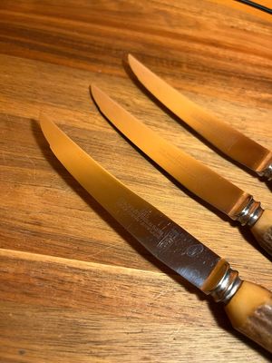1950s-60s Sheffield English Elk Horn Antler Handle Steak Knife