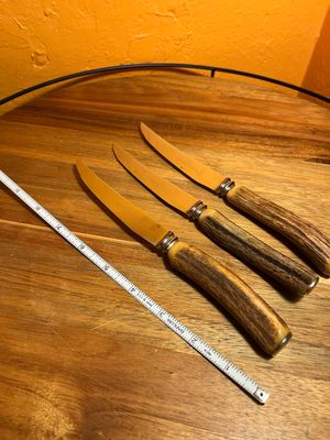 1950s-60s Sheffield English Elk Horn Antler Handle Steak Knife