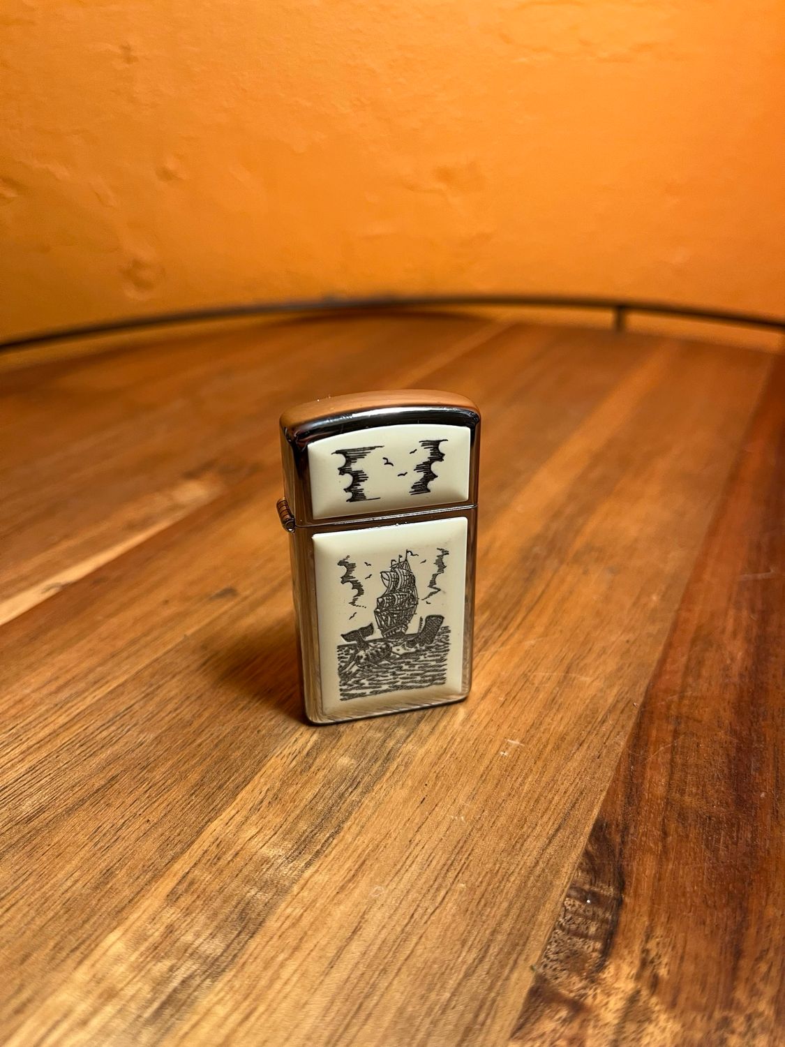 1984 Scrimshaw Zippo Slim Lighter