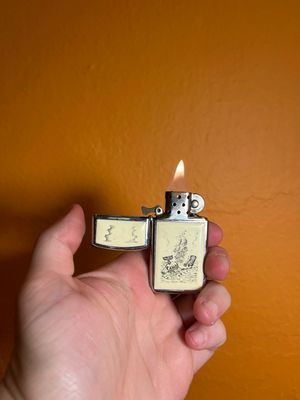 1989 Scrimshaw Zippo Slim Lighter
