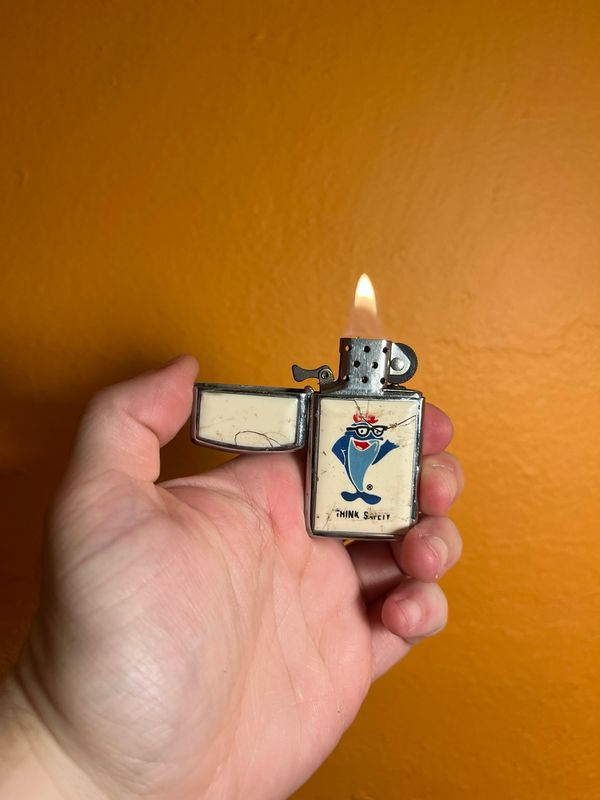 1978 Damaged Starkist Think Safety Tuna Zippo Slim Lighter