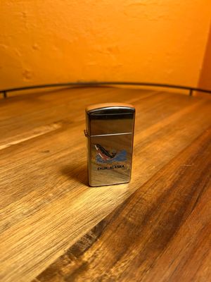 1986 Ekuk Alaska Souvenir Rainbow Trout Mirrored Zippo Slim Lighter