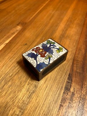 Peony &amp; Clouds Cloisonné Matchbox Holder