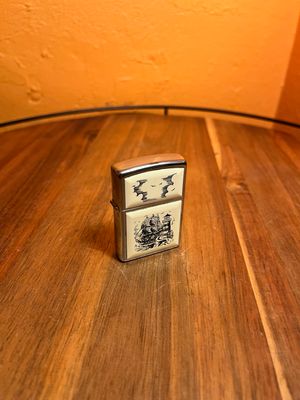 1993 Scrimshaw Ship &amp; Lighthouse Zippo Lighter