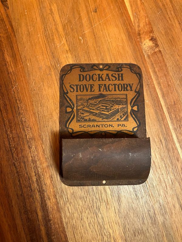 Dockash Stove Factory Scranton PA Hanging Match Holder