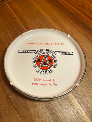 Donpor Construction Co Union Pittsburgh PA Ashtray