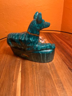 Orientalist Style Pseudo Egyptian Dog &amp; Peacock Ashtray