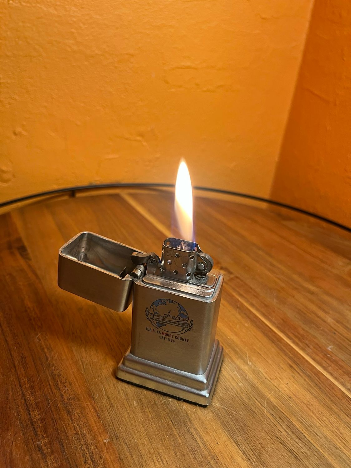 USS La Moure County LST-1194 Zippo Barcroft Table Lighter