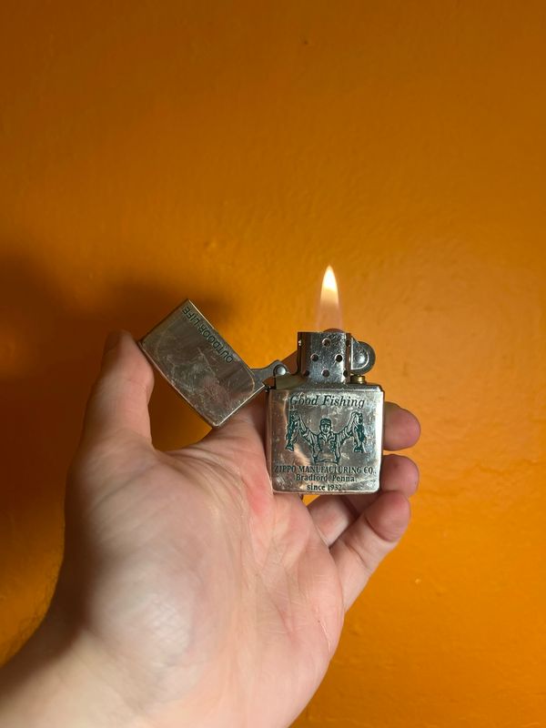 1996 Distressed Outdoor Life Good Fishing Zippo Manufacturing Lighter
