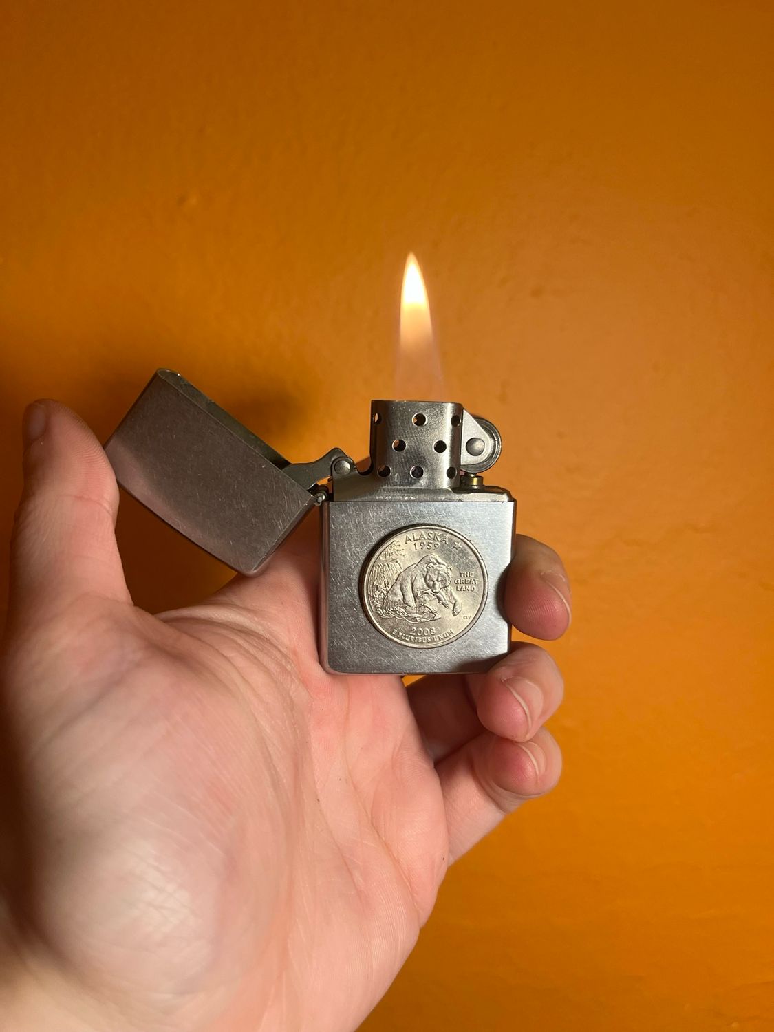1995 Customized Alaska Quarter Coin Zippo Lighter