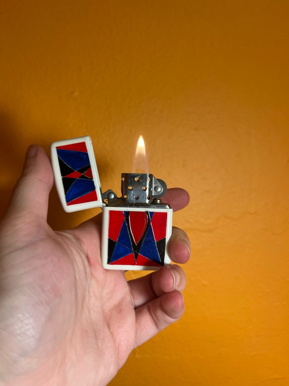 Stained Glass Painting White Zippo Lighter