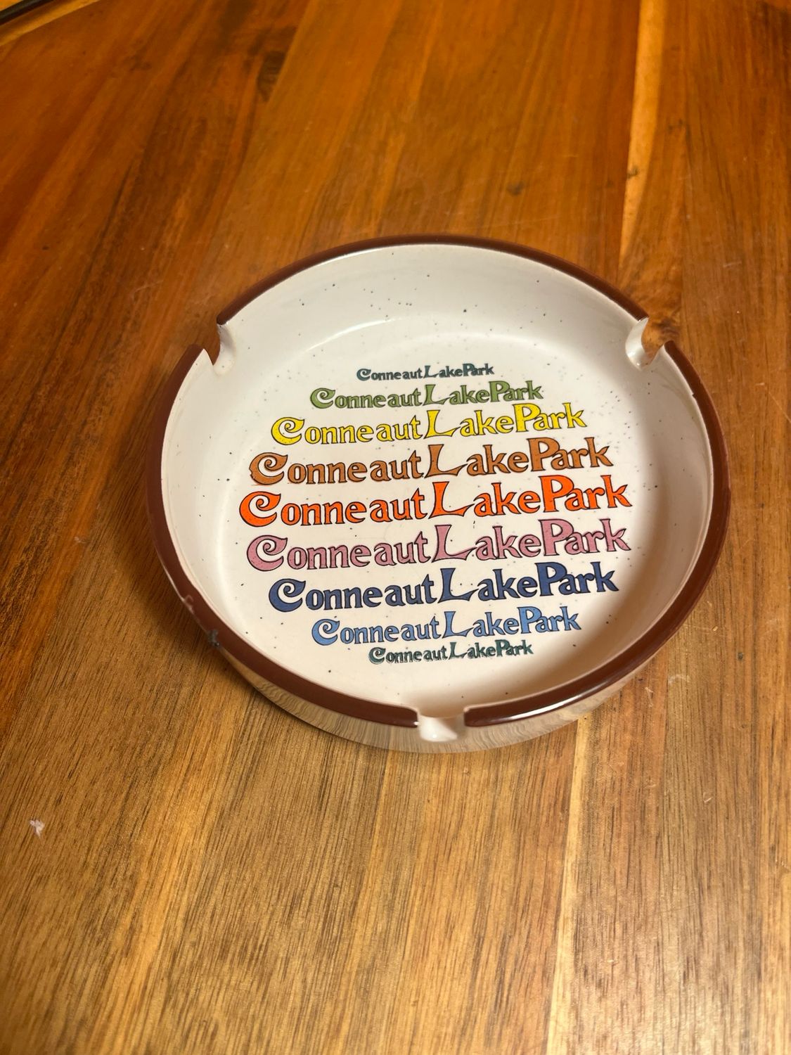 Conneaut Lake Park Rainbow Text Ashtray