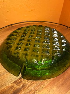 Green Textured Bottom Oversized Glass Ashtray