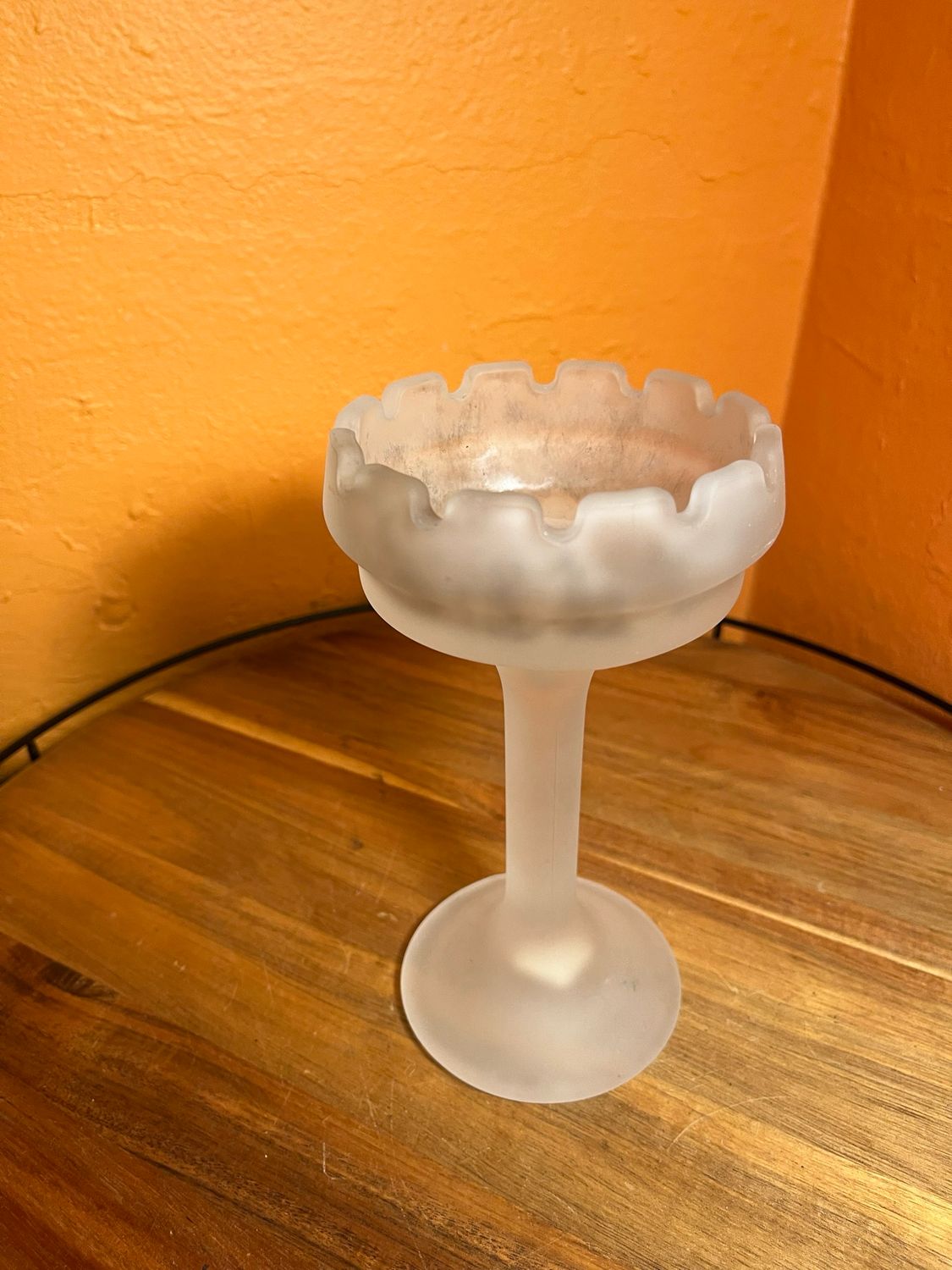 Party Lite Frosted Glass Candle Holder Or Ashtray