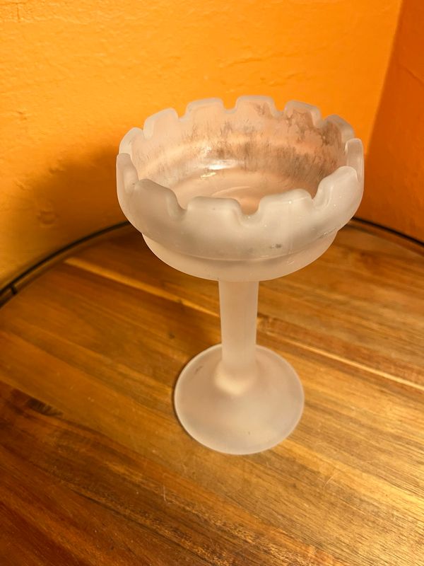 Party Lite Frosted Glass Candle Holder Or Ashtray