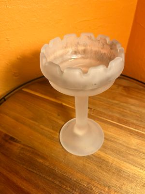 Party Lite Frosted Glass Candle Holder Or Ashtray
