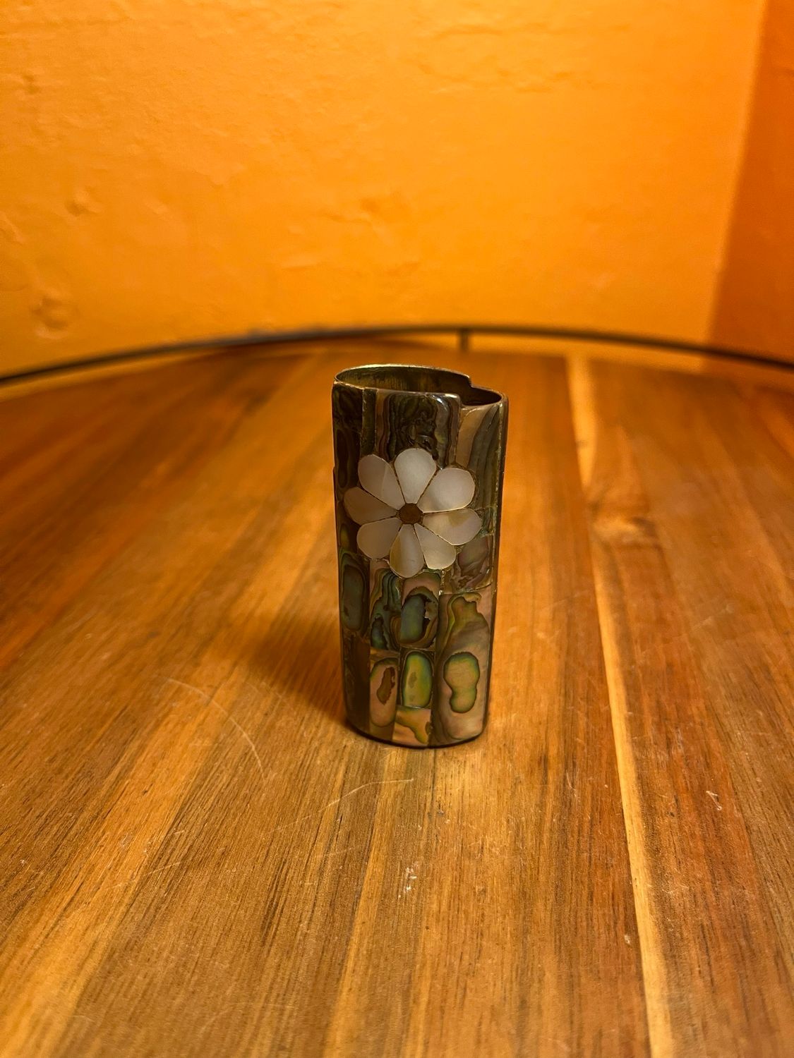 Damaged Mother Of Pearl Flower BIC Lighter Sleeve Cover