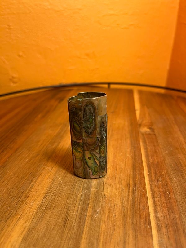 Damaged Mother Of Pearl Flower BIC Lighter Sleeve Cover