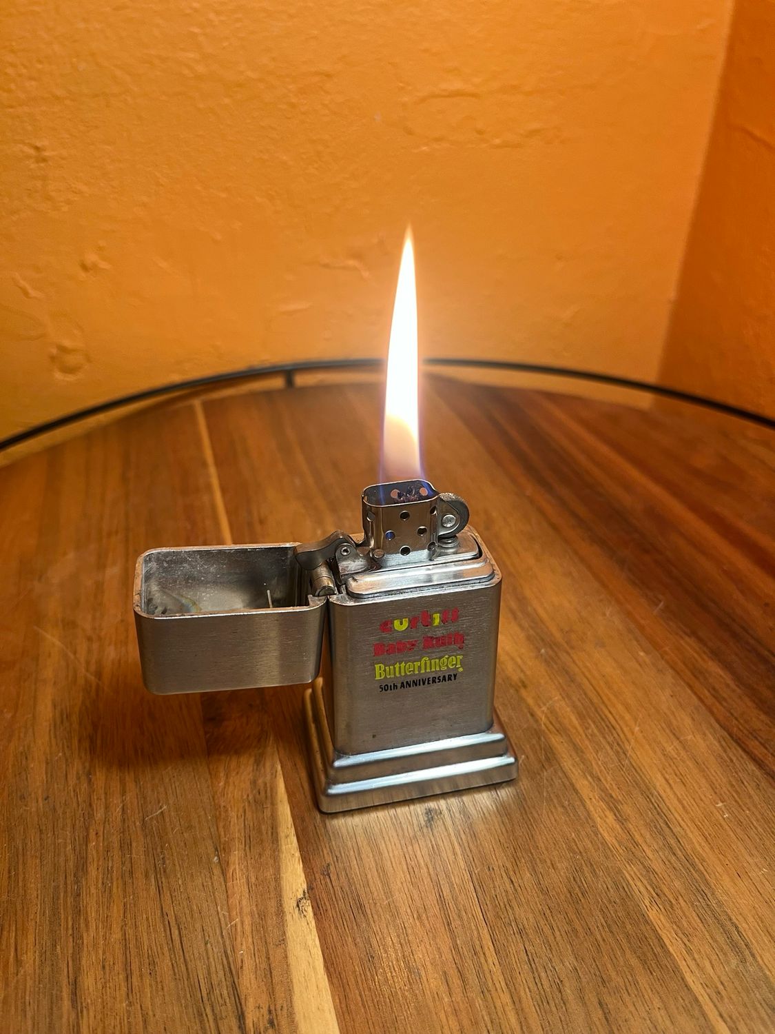 1970s Curtiss Baby Ruth Butterfinger 50th Anniversary Zippo Barcroft Table Lighter