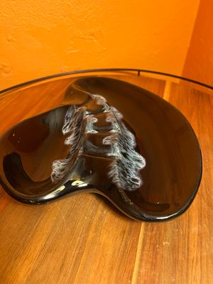 Black &amp; Blue Swirl Ceramic Ashtray