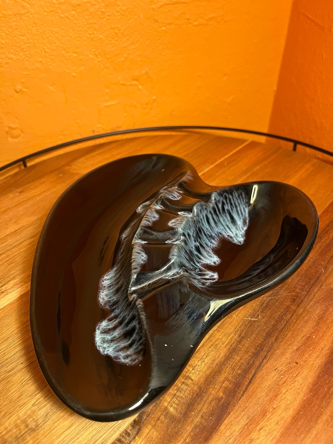 Black &amp; Blue Swirl Ceramic Ashtray