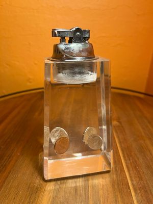 1960s Lucite Canadian Coins Table Lighter