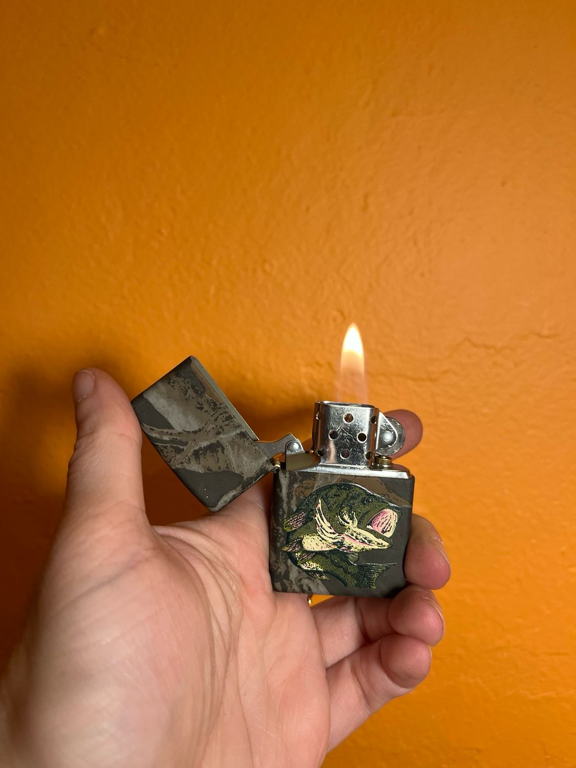Bass Over Camo Zippo Lighter