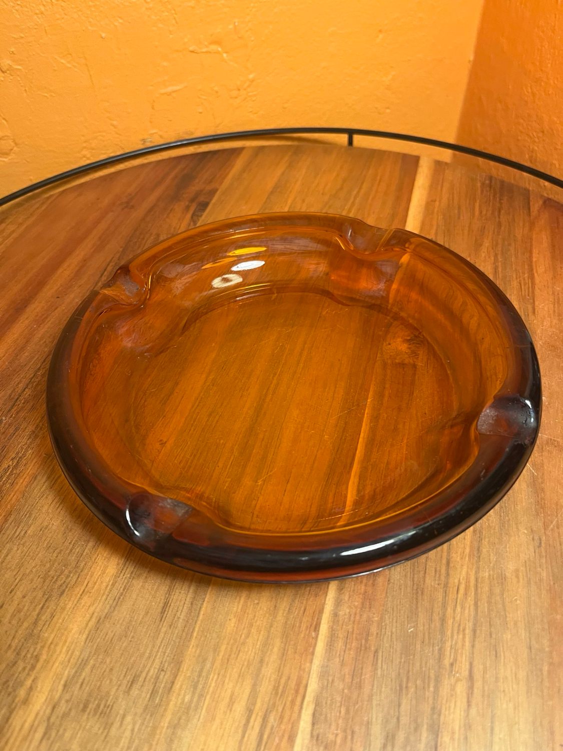 Large Amber Glass Ashtray