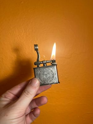 Mayan Calendar Sterling Silver Central American Lift Arm Lighter